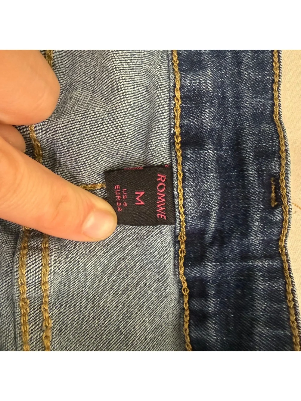 ROMWE Denim Shorts with Star Sequin Patches Junior Size Medium